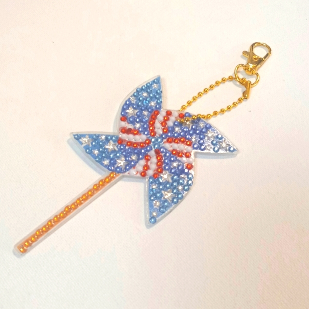 Blingy Patriotic Pinwheel Keychain